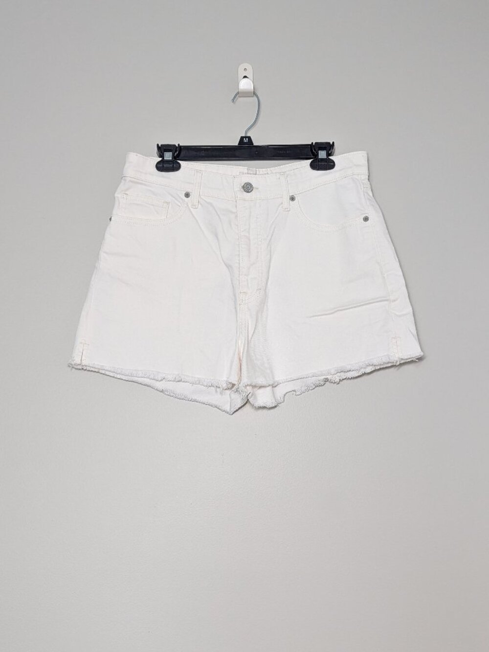 Lucky Brand Lucky Pins Denim Shorts Size 31 White Frayed Raw Hem Preppy Y2K